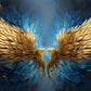 Gold Angel Wings Blue Oil Painting Wall Art Canvas Office Home Room Framed 120x60cm
