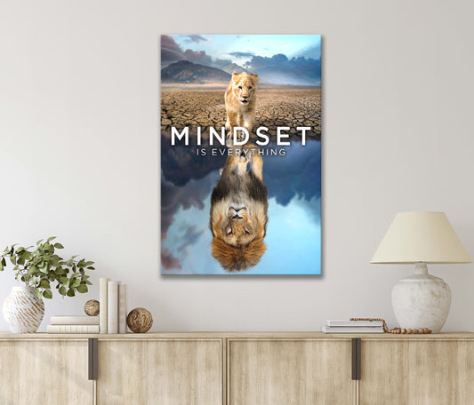 Motivation Poster Of A Lone Lion Print 100% Australian Made 40x60cm Stretched Canvas Ready to Hang