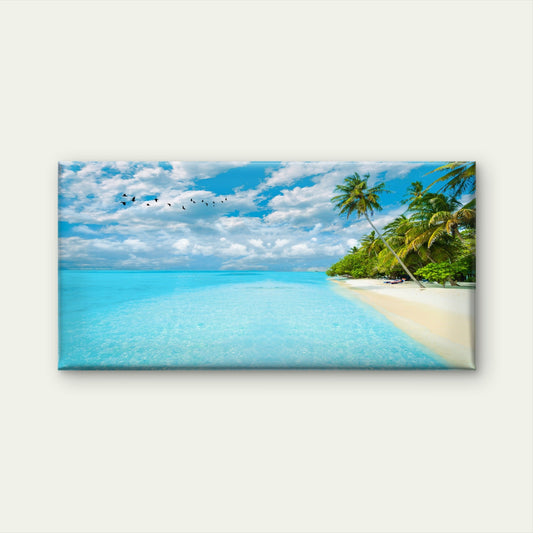 Maldives Blue Ocean Beach Wall Art Canvas Office Home Room Framed 80x45cm