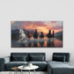 Six Horses Galloping at Sunset Wall Art Canvas Office Home Room Framed 120x60cm
