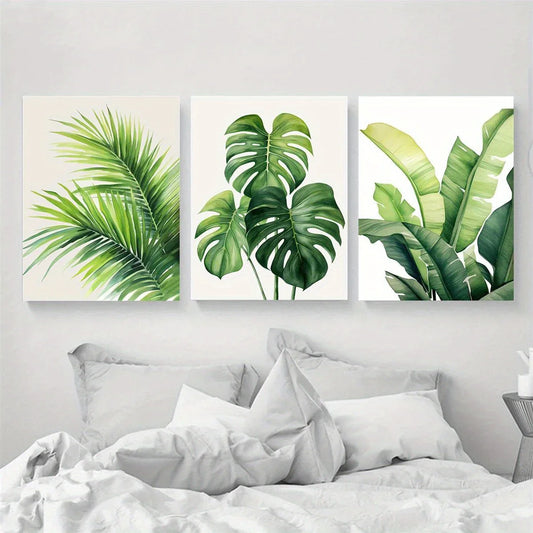 3pcs Tropical Monstera Leaf Vibrant Botanical Metal Print Ready to Hang Art