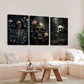 3pcs Gothic Floral Skull Dark Forest & Skeleton Metal Print Ready to Hang Art