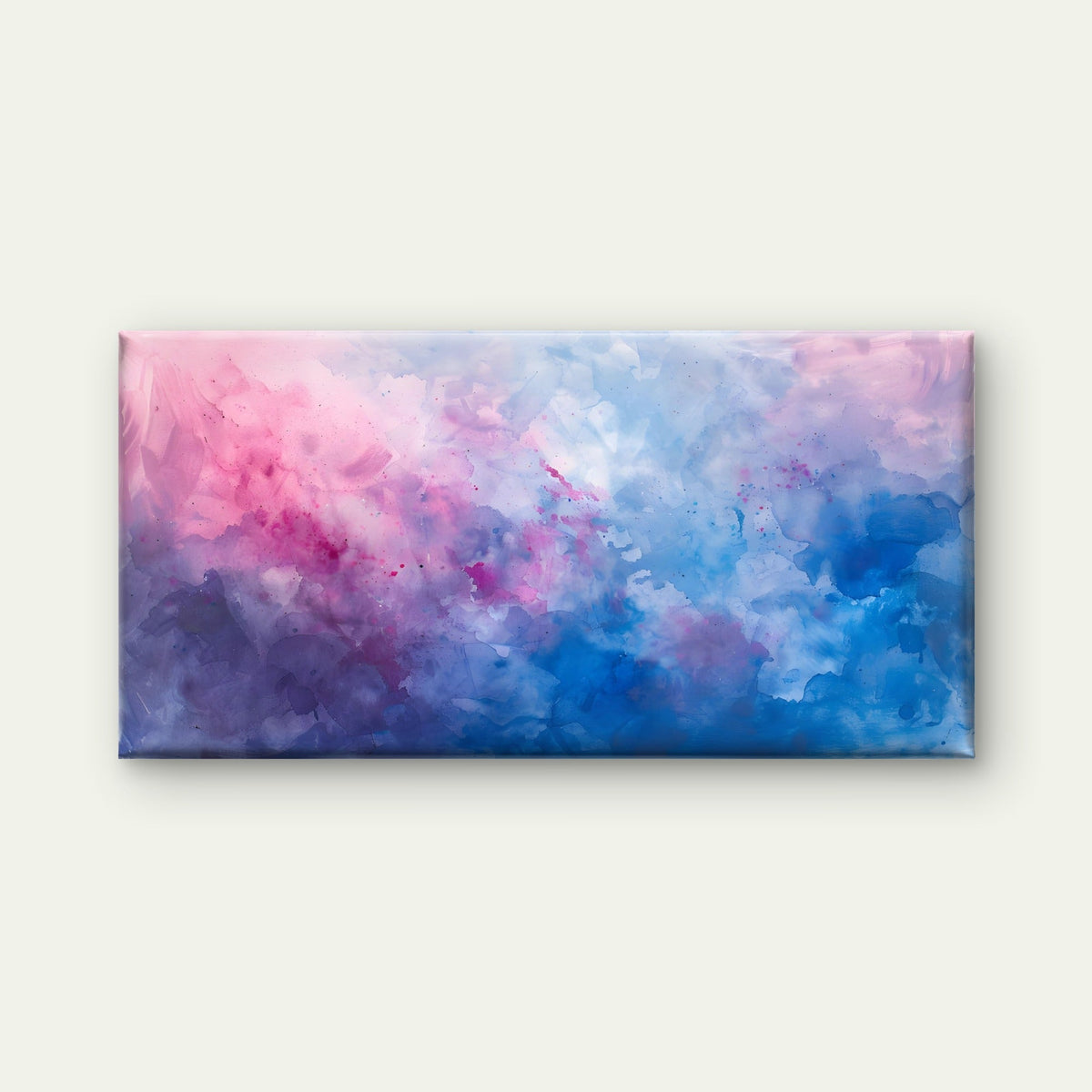Pink and Blue Cloudscape Wall Art Canvas Office Home Room Framed 120x60cm
