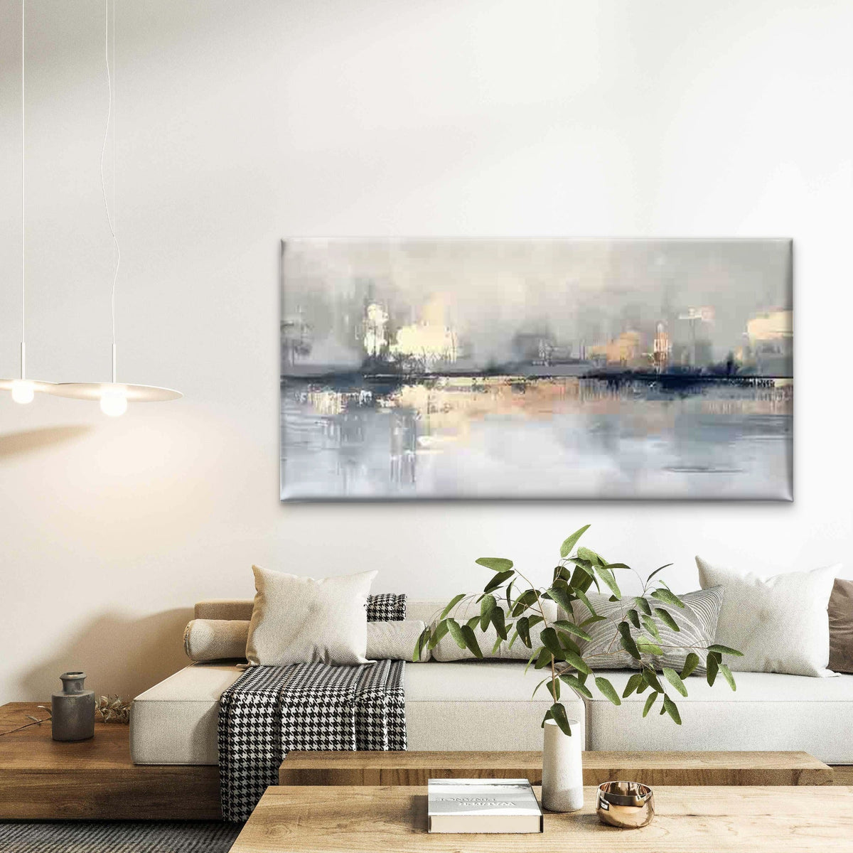 Serene Abstract Landscape Wall Art Canvas Office Home Room Framed 120x60cm