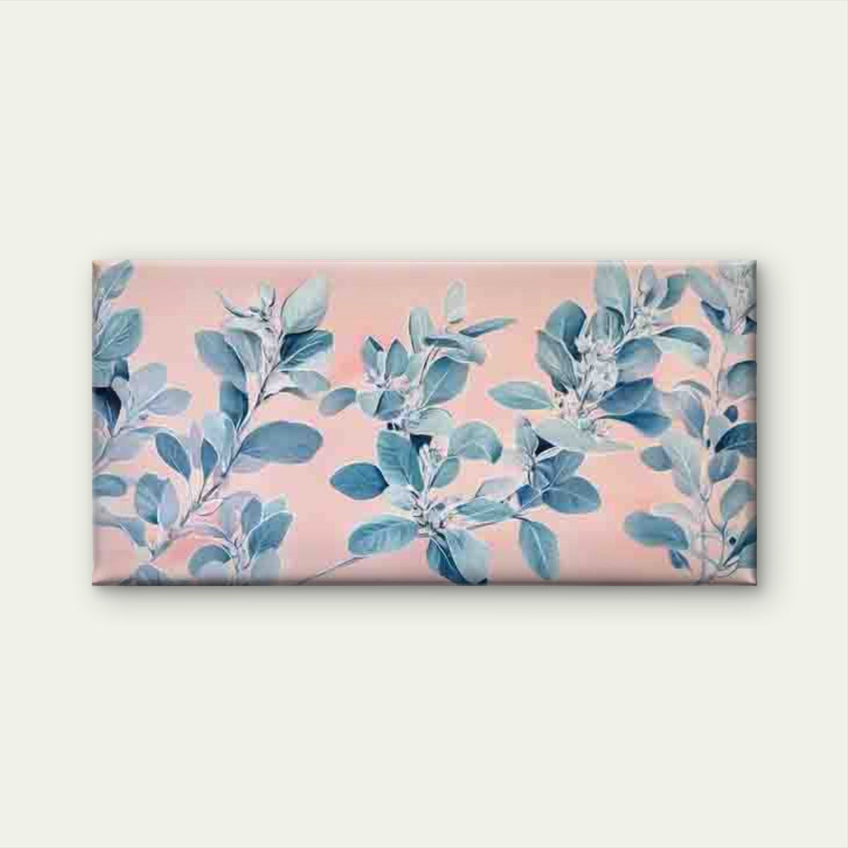 Blue Leaf Botanical Wall Art Canvas Office Home Room Framed 80x45cm