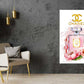 Pink Flowers & Pink Perfume Bottle Fashion Print 100% Australian Made Stretched Canvas Ready to Hang - FS - 149