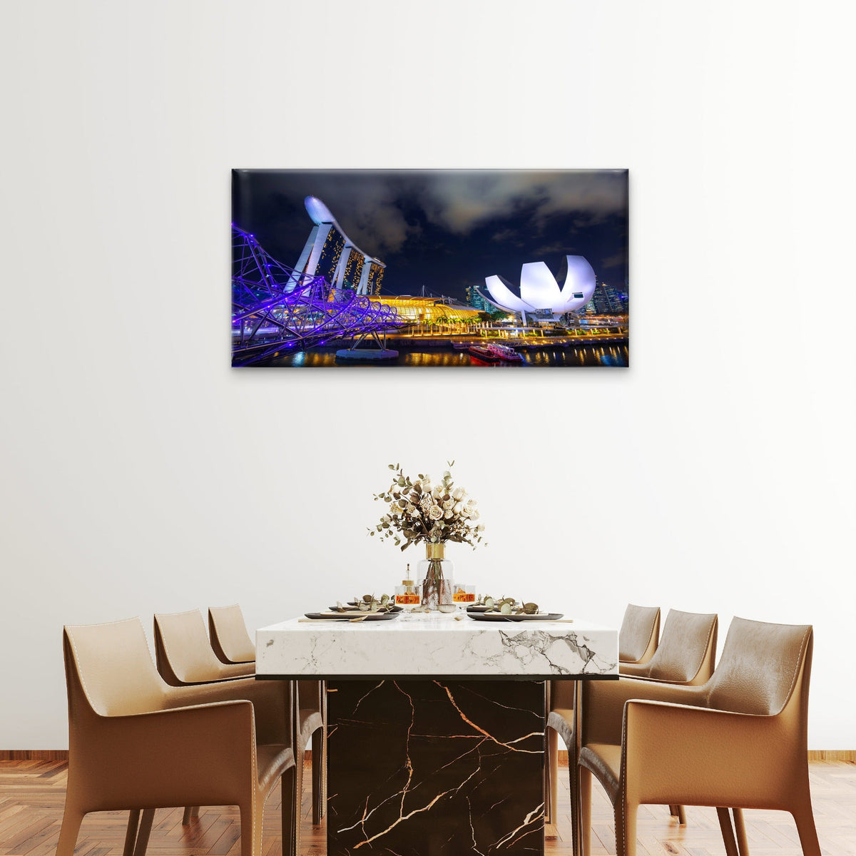 Cityscape Singapore Marina Bay Wall Art Canvas Office Home Room Framed 80x45cm