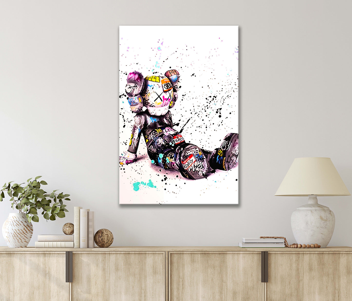 Colorful Graffiti Painting of Adorable Cartoon Character Print 100% Australian Made 40x60cm Stretched Canvas Ready to Hang