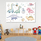 Colorful Dinosaurs Watercolor Painting Print 100% Australian Made Stretched Canvas Ready to Hang - NK-122