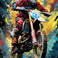 Motocross Rider In Vibrant Action Print 100% Australian Made 40x60cm Stretched Canvas Ready to Hang