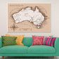 Vintage Map Australia Vector Print 100% Australian Made Stretched Canvas Ready to Hang - MP-122