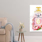 Pink Flowers & Pink Perfume Bottle Fashion Print 100% Australian Made Stretched Canvas Ready to Hang - FS - 149