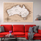 Vintage Map Australia Vector Print 100% Australian Made Stretched Canvas Ready to Hang - MP-122