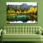 Autumn Forest & Mountains near Lake Print 100% Australian Made Stretched Canvas Ready to Hang - NT-122