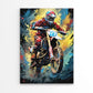 Motocross Rider In Vibrant Action Print 100% Australian Made 40x60cm Stretched Canvas Ready to Hang