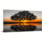 Black and White Oak Tree Sunset Wall Art canvas office home room framed 120x60cm