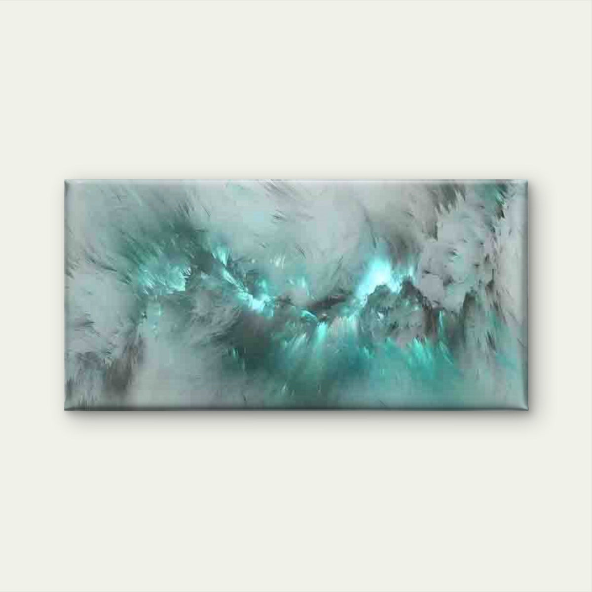 Abstract Aqua & White Wall Art Canvas Office Home Room Framed 120x60cm