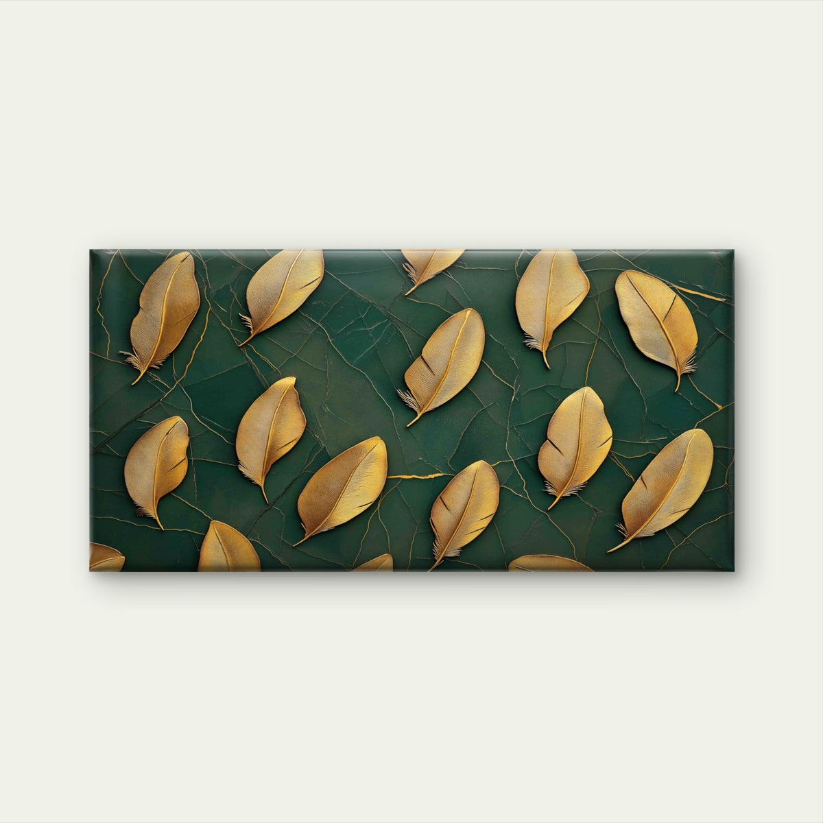 Golden Feathers Arranged Wall Art Canvas Office Home Room Framed 120x60cm