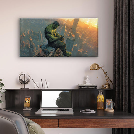 Green Giant Skyscraper City Wall Art Canvas Office Home Room Framed 80x45cm