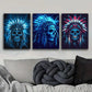 3pcs Native American Chief Skull Design Metal Print Ready to Hang Art