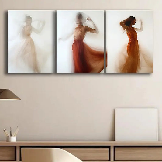 3pcs Abstract Girl Silhouette Metal Print Ready to Hang Art