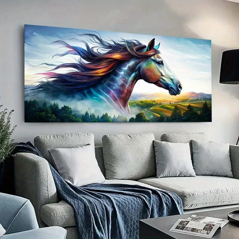 Abstract Horse Wall Art wall canvas office home room framed 120x60cm