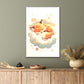 Watercolor Peaceful Sleeping Fox on A Fluffy Cloud Art Print 100% Australian Made 40x60cm Stretched Canvas Ready to Hang