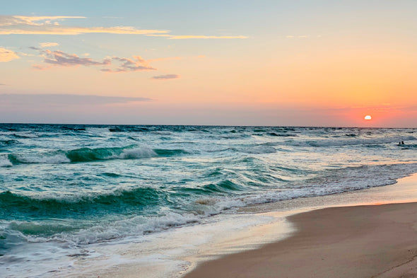 Pink Sunset on The Beach Print 100% Australian Made Stretched Canvas Ready to Hang - BC-123