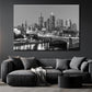 Melbourne City Panorama View Black & White Print 100% Australian Made Stretched Canvas Ready to Hang - AU-123