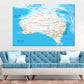 High Detailed Australia Road Map Print 100% Australian Made Stretched Canvas Ready to Hang - MP-123