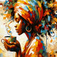 Woman With a Cup of Coffee Painting Print 100% Australian Made 40x60cm Stretched Canvas Ready to Hang