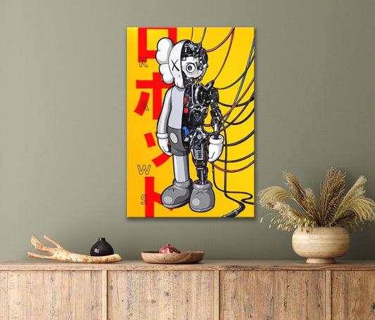 Coolest Robot with A Head & Arms in Cartoon Style Art Print 100% Australian Made 40x60cm Stretched Canvas Ready to Hang