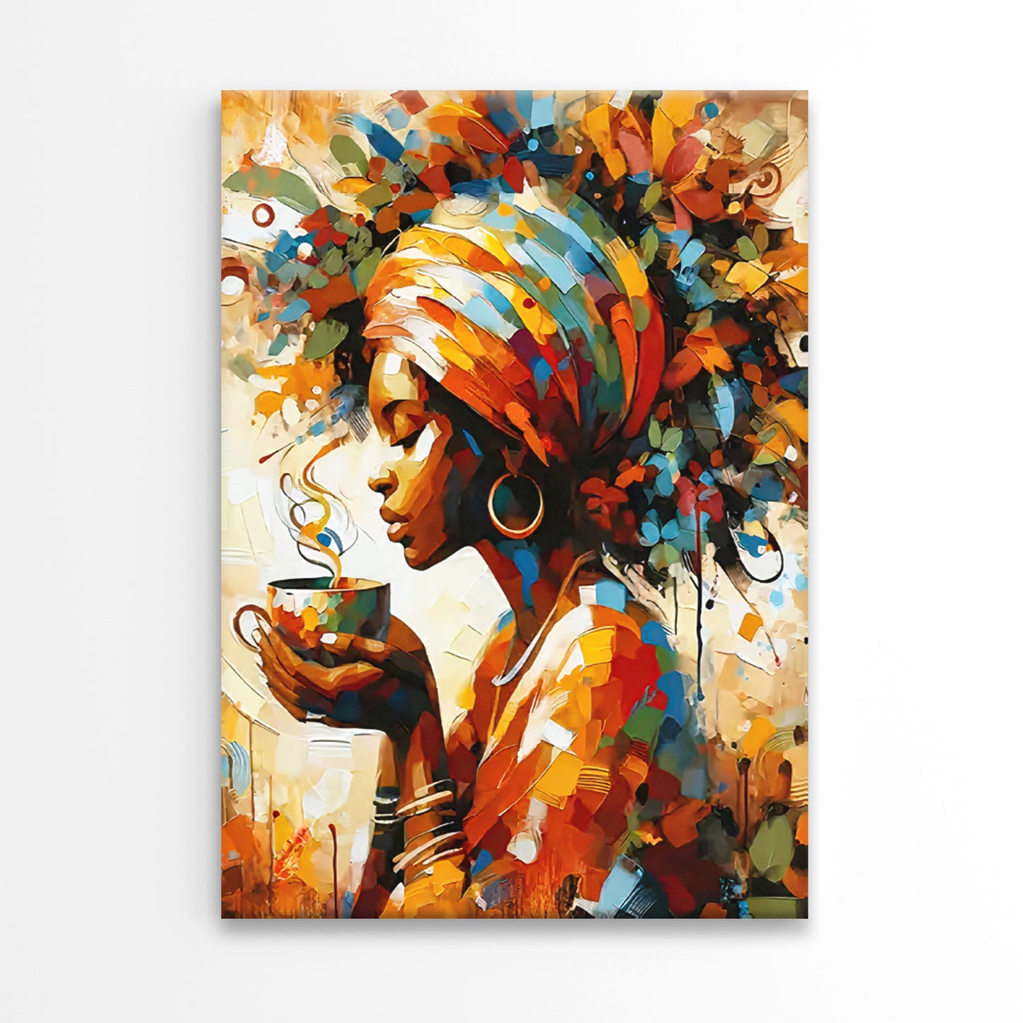 Woman With a Cup of Coffee Painting Print 100% Australian Made 40x60cm Stretched Canvas Ready to Hang