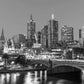 Melbourne City Panorama View Black & White Print 100% Australian Made Stretched Canvas Ready to Hang - AU-123