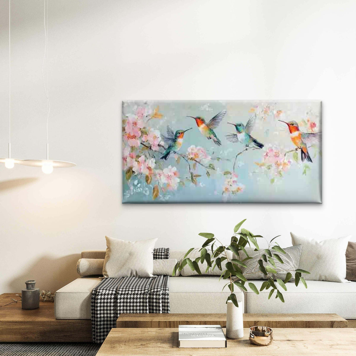 Hummingbirds in Flight Among Wall Art Canvas Office Home Room Framed 120x60cm