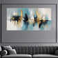 Contemporary Blue & Golden Brushstroke Design Wall Art wall canvas office home room framed 120x60cm