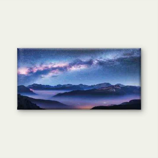 Night Sky & Mountain Landscape Wall Art Canvas Office Home Room Framed 80x45cm
