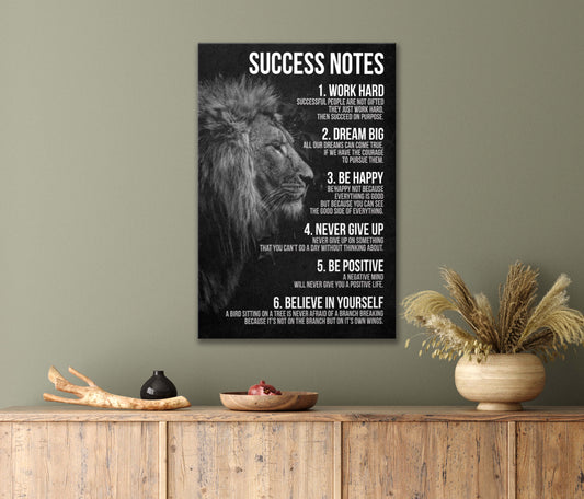 Motivation Poster Lion, Black And White Print 100% Australian Made 40x60cm Stretched Canvas Ready to Hang