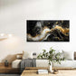 Flowing Lines in Golden, White Wall Art Canvas Office Home Room Framed 120x60cm