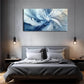 Soft Blue & White Abstract Floral Wall Art Canvas Office Home Room Framed 120x60cm