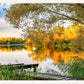 Autumn Gold Lake Reflection Wall Art Canvas Office Home Room Framed 120x60cm