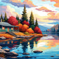 Cozy Log Cabin Lake Sunset Reflection Wall Art Canvas Office Home Framed 120x60cm