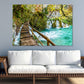 Wooden Pier & Waterfall in Forest Scenery Print 100% Australian Made Stretched Canvas Ready to Hang - NT-124