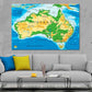 Australia Physical Map Vector Print 100% Australian Made Stretched Canvas Ready to Hang - MP-124