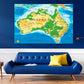 Australia Physical Map Vector Print 100% Australian Made Stretched Canvas Ready to Hang - MP-124