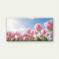 Pink Bloom Tulip Field Spring Sky Wall Art Canvas Office Home Framed 120x60cm