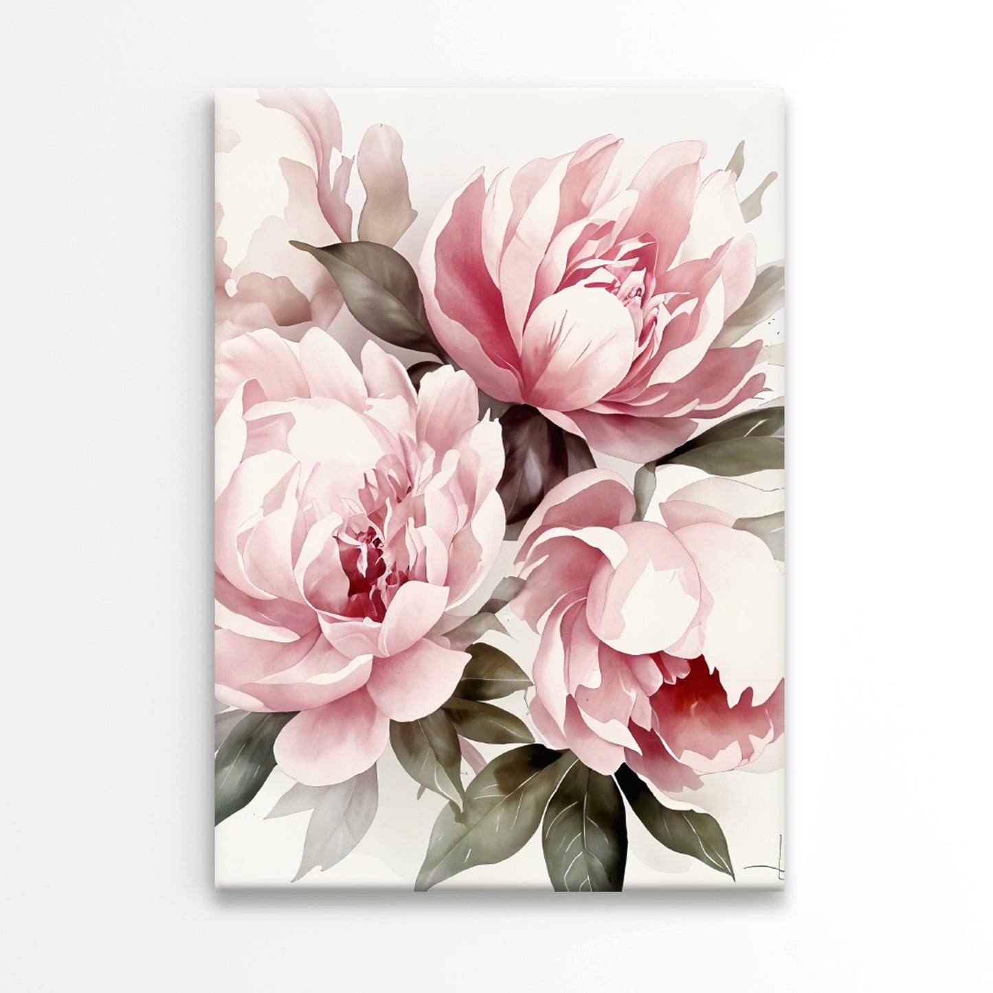 Painting Of Beautiful Pink Flowers Print 100% Australian Made 40x60cm Stretched Canvas Ready to Hang