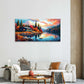 Cozy Log Cabin Lake Sunset Reflection Wall Art Canvas Office Home Framed 120x60cm