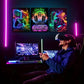 3pcs Vibrant Neon Gaming Design Metal Print Ready to Hang Art