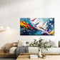Sailboat Navigating Through Wav Wall Art Canvas Office Home Room Framed 120x60cm